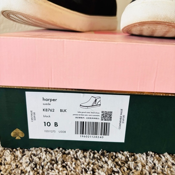 Kate Spade Harper Suede Black High-Top Women's Sneakers - Picture 3 of 6